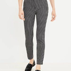 Loft Ankle Skinny Pant Black Checkered Pattern Size 8.